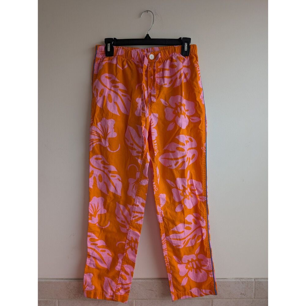 Sleepy Jones NWOT Marina Aloha Pajama Set Orange Pink Tropical Floral Cotton S - Picture 7 of 11